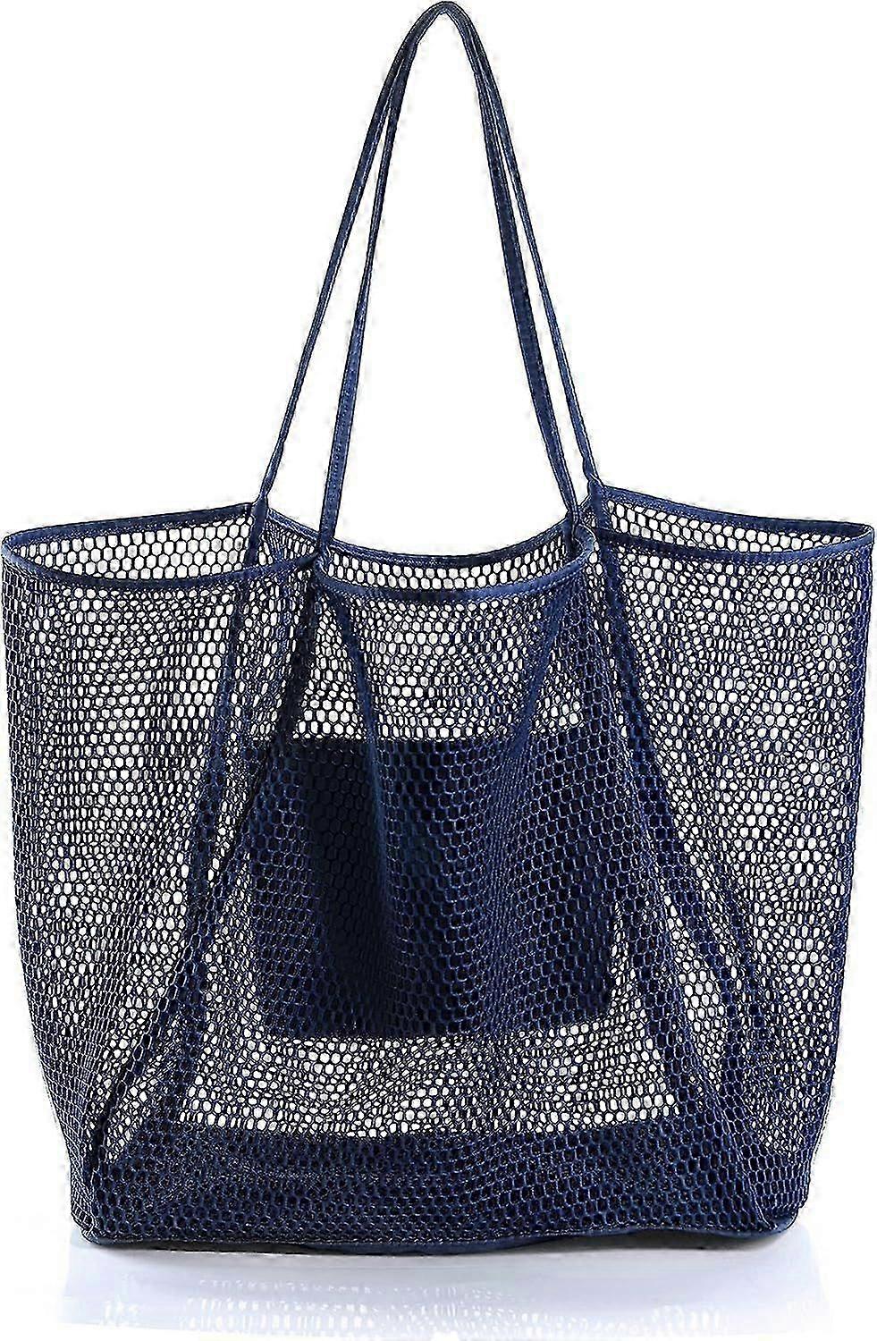 Mesh Beach Tote Bag,Navy