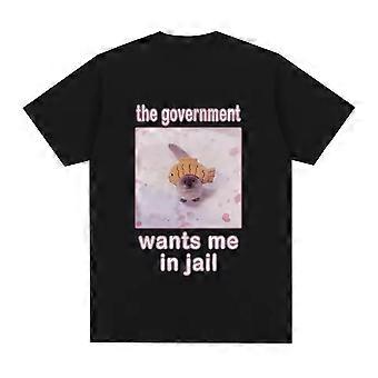 The government wants me to go to jail Cat Meme Haikyuu Men Clothing short sleeve Round Neck Printing Pullover T-shirt 50322 -...