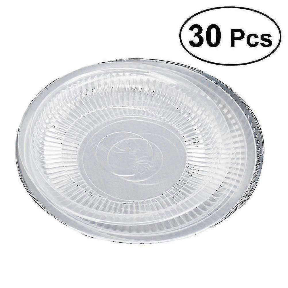 30pcs Small Size Cake Fruit Dessert Serving Dish Clear Plastic Round Serving Tray