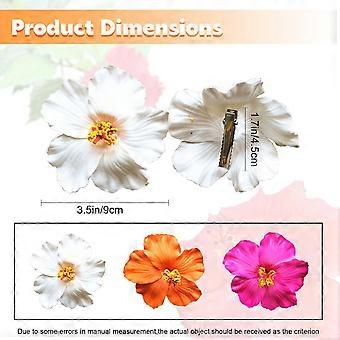 Conjunto de 3 Presilhas de Cabelo com Flores Havaianas, Plumeria e Hibisco, 8,9 cm (3,5 polegadas), Presilhas Artificiais com Flores Tropicais para Mulheres, Meninas e Noivas.