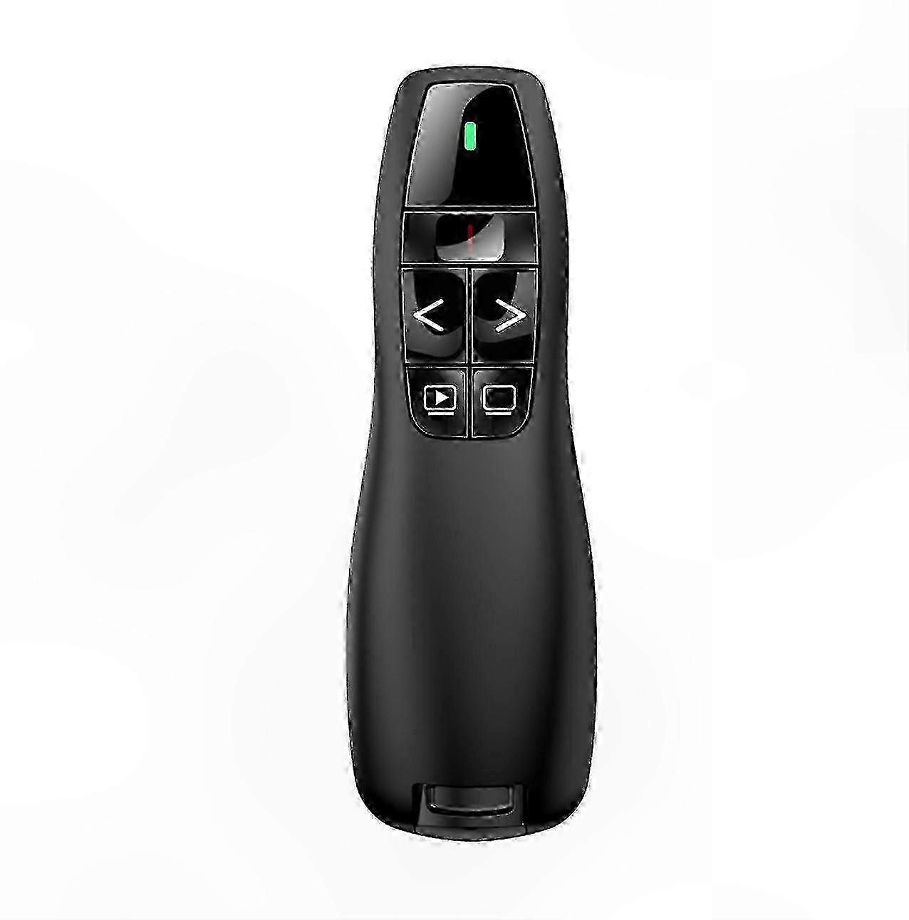 Wireless Presentation Remote with USB Receiver, Red Laser Pointer, 15m Range, 6 Buttons for PC - Black