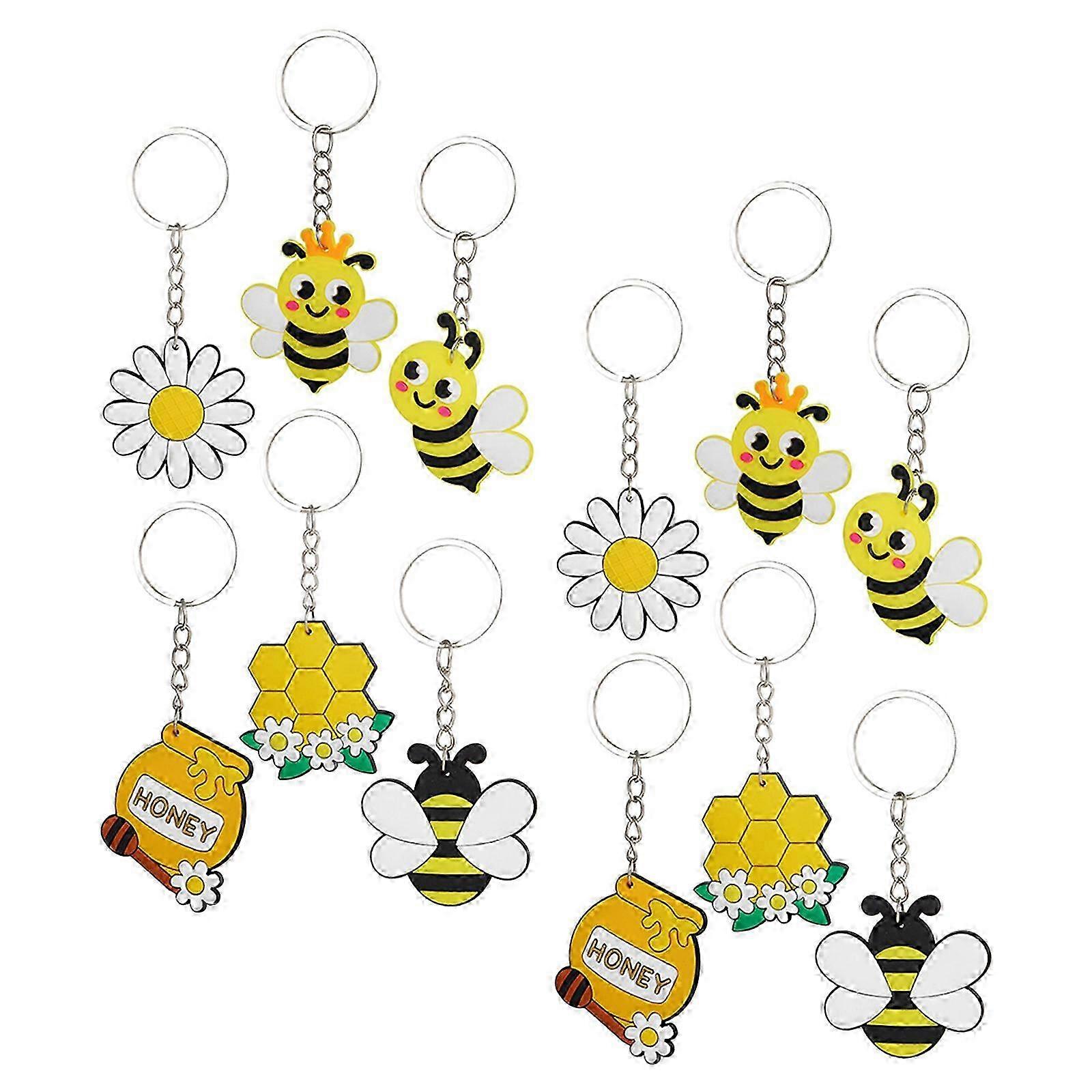 Keychain Bee Theme Decorative Accessory for Decoration 12Pcs
