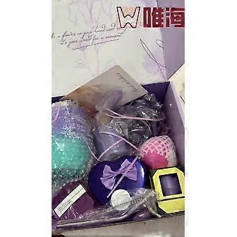 Geschenkbox-Set Wasserbecher Badesalz Ball Bad Aromatherapie Kerze High-End Muttertag Freundin Geburtstagsgeschenk lila 26 * 20,5