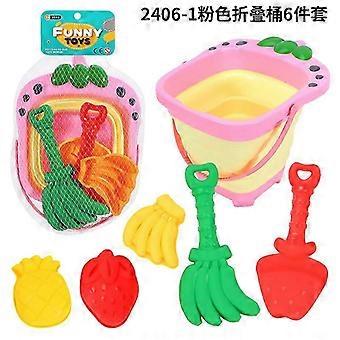 Outdoor Beach Portable Folding Bucket Set for Kids, Sand Digging, Rakes & Bath Water Play