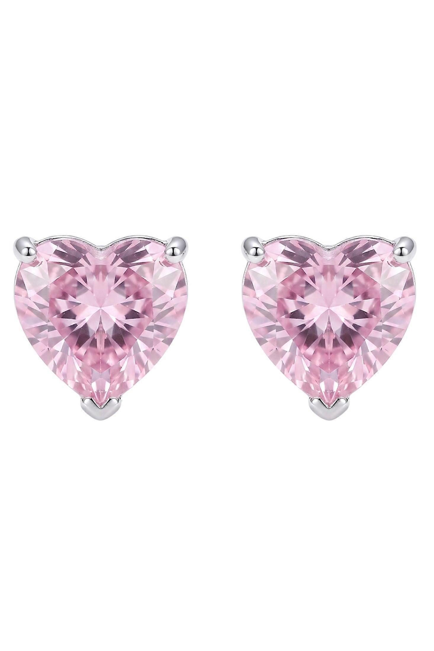 Amore Heart Morganite Stud Earrings Silver