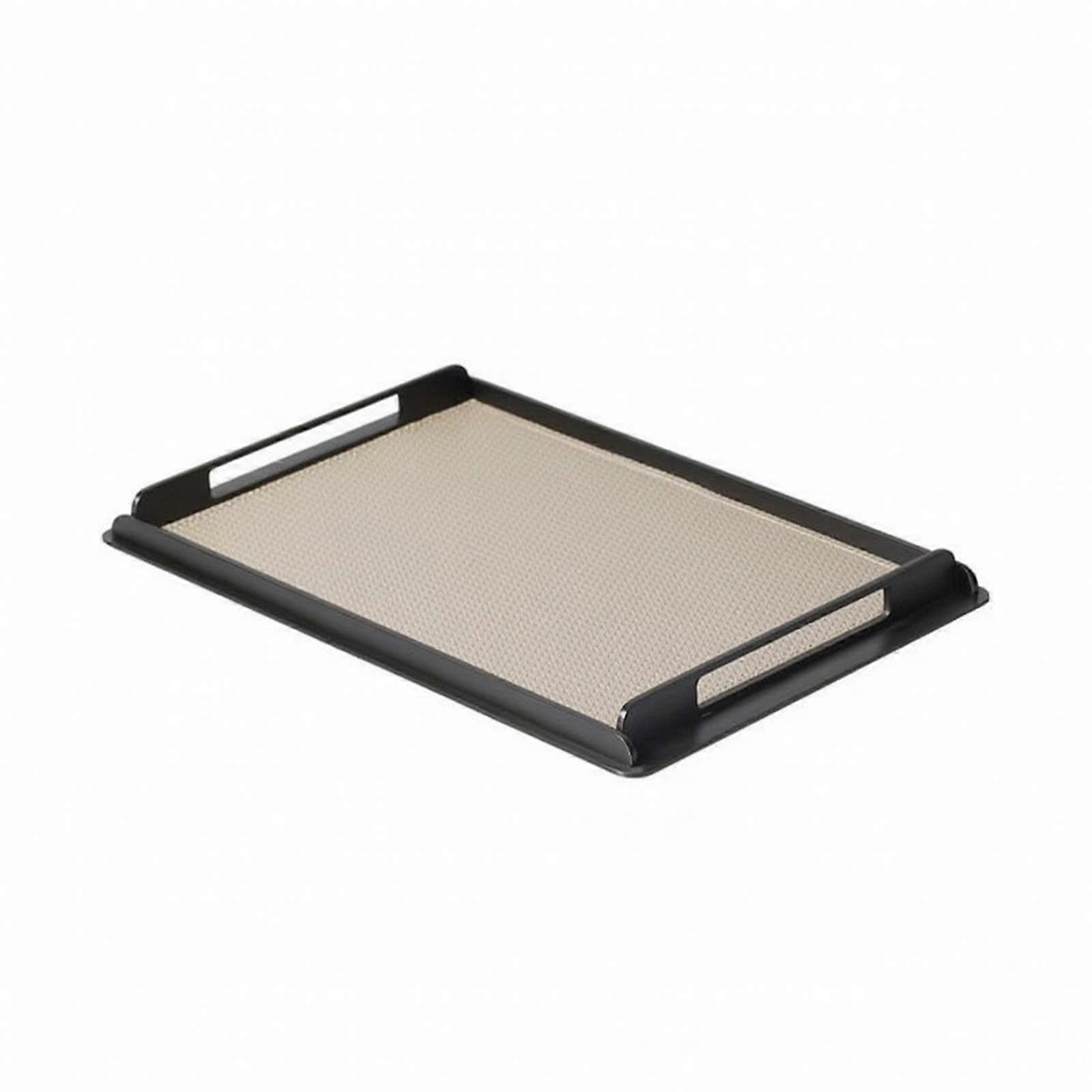 Tray with Handles Rectangular Metal Frame Tray Platter for Desktop, Coffee Table