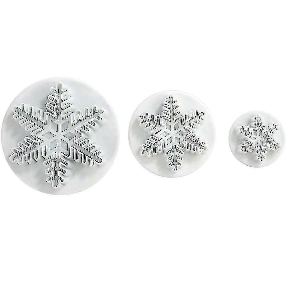 3Pcs Snowflake Cookie Cutters Fondant Embossing Decorating Tool