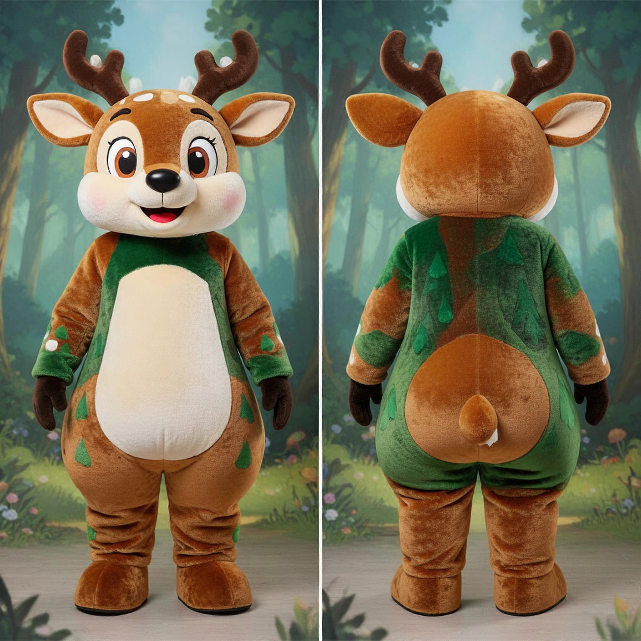MASTICOT Forest Green Gentle Deer Mascot