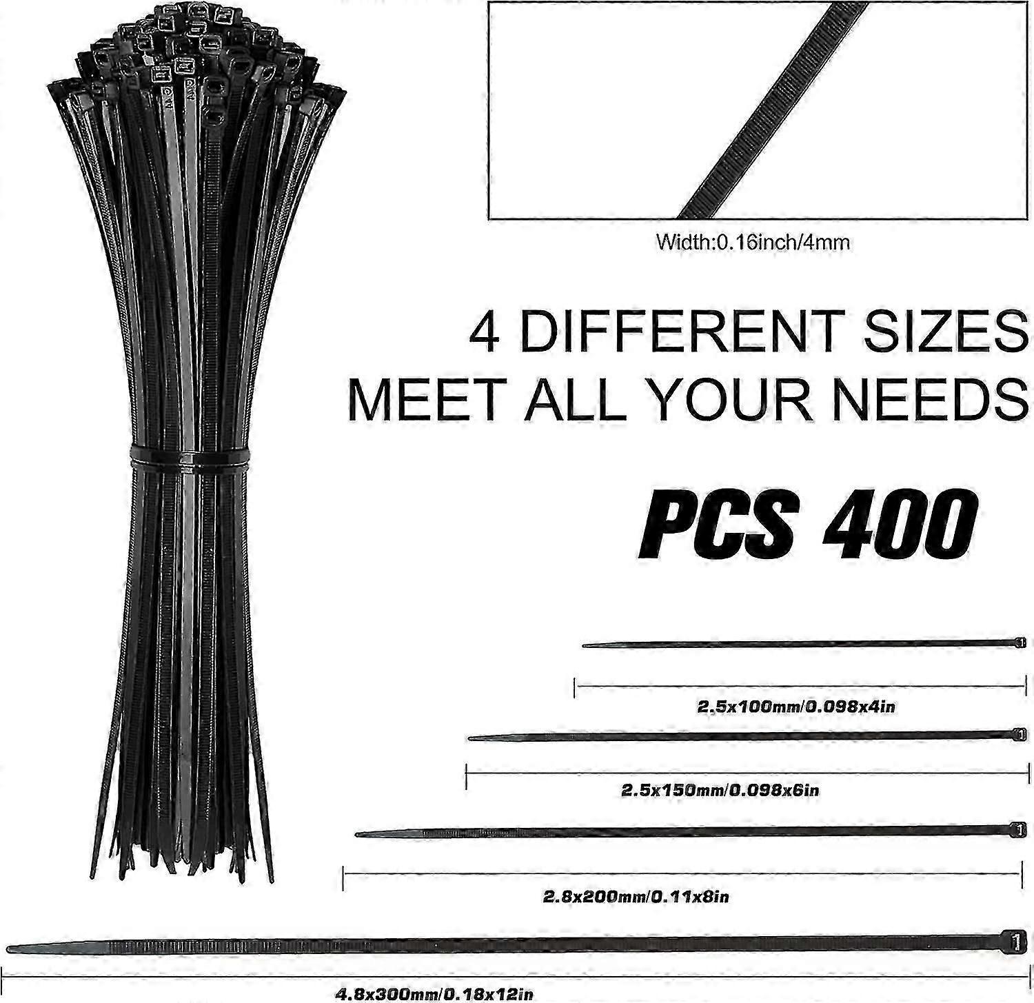 400 Cable Ties Self-Locking Nylon Cable Ties Cable Ties Plastic Cable Ties