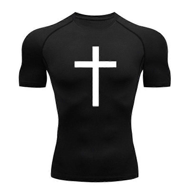 Men's Cross Pattern Quick Dry Compression Athletic T-Shirt,