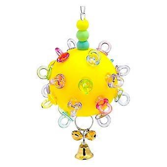 Brinquedo de mastigar colorido para gaiola de pássaros, ideal para estimular a mente e entreter papagaios. Enriquecimento ambiental e treinamento.