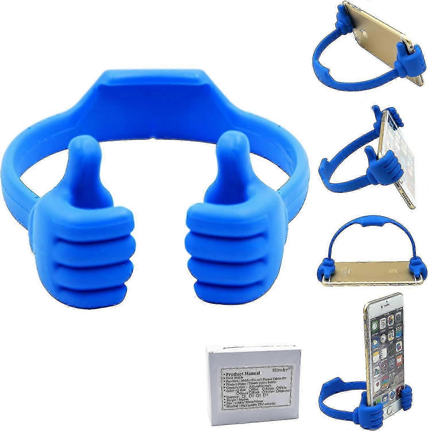 Universal Flexible Thumb Smartphone Stand Holder - Blue
