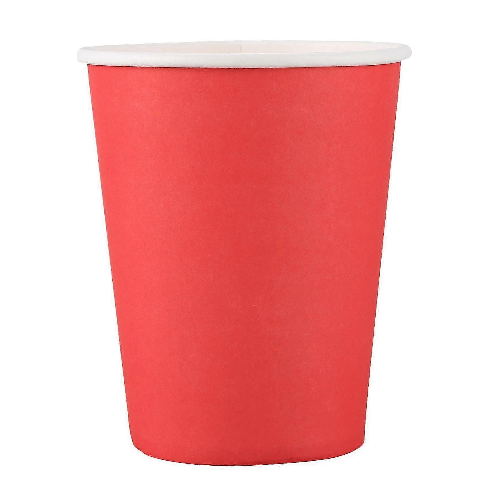 60 Paper Cups (9oz) - Plain Solid Colours Birthday Party Tableware Catering(Red)