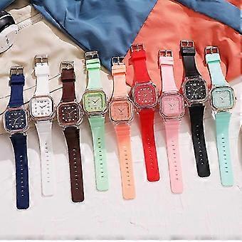 Montre carrée pour femme, montre en silicone style diamant tendance