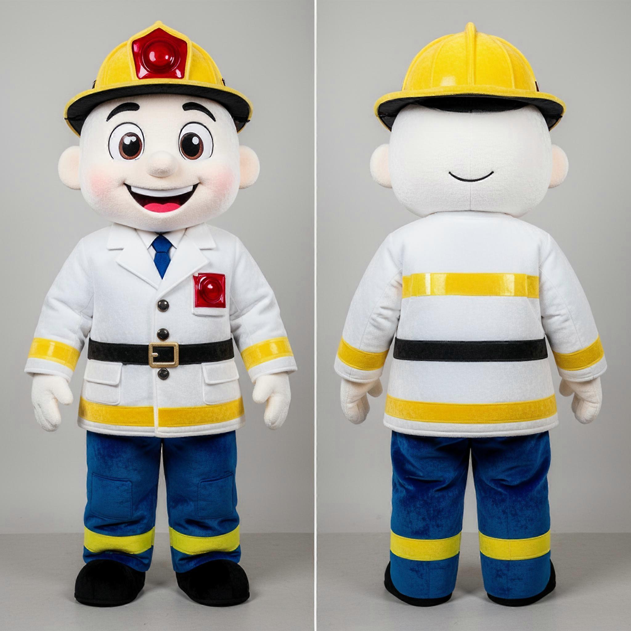MASTICOT White Heroic Fire Fighter Mascot