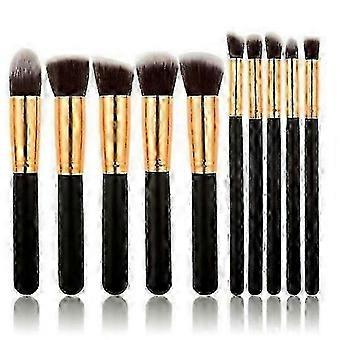 Pro Makeup Brushes Set, Black/Gold, 10 Pieces Inter