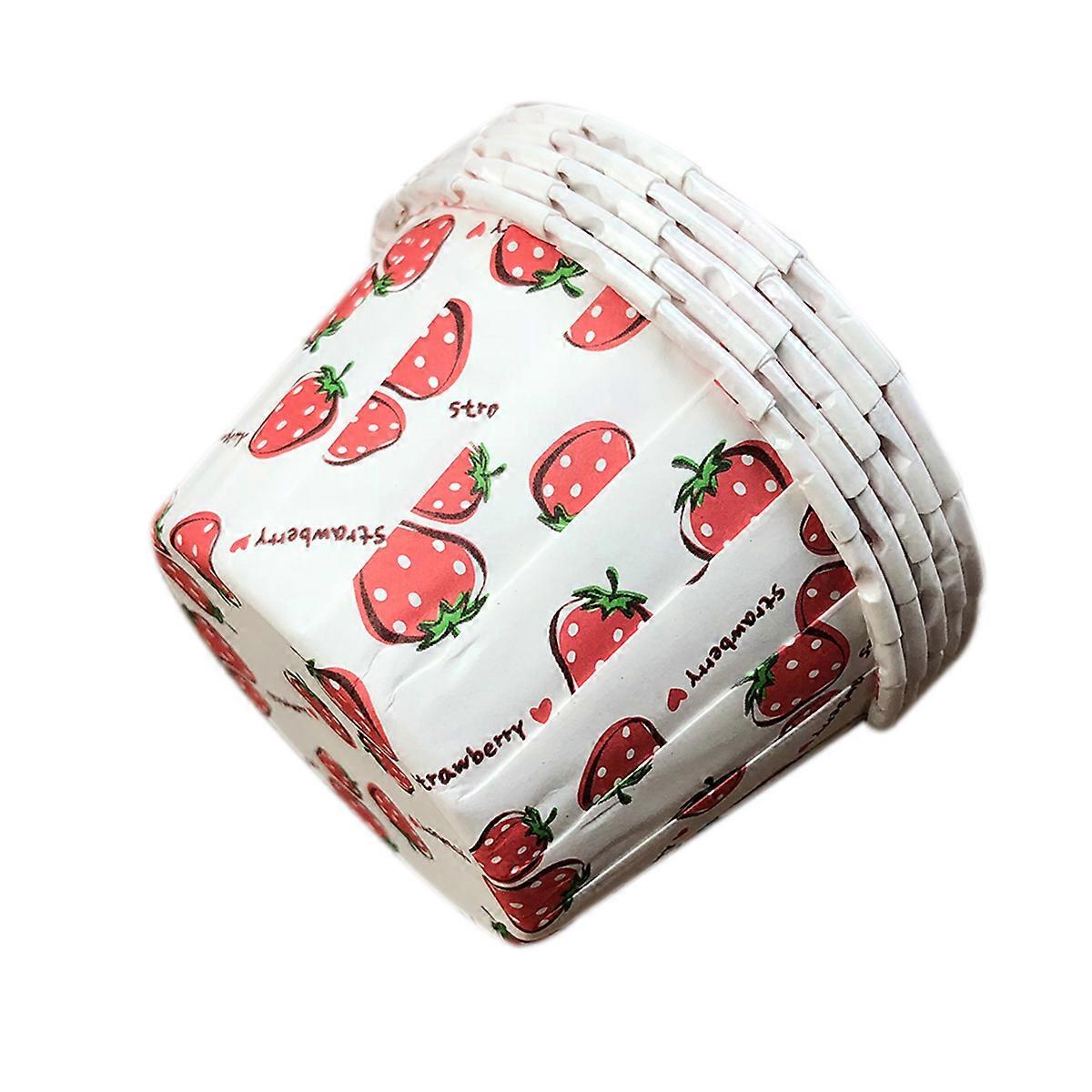 Paper Baking Cups Strawberry Pattern for Baking Use 100Pcs Colorful Liners