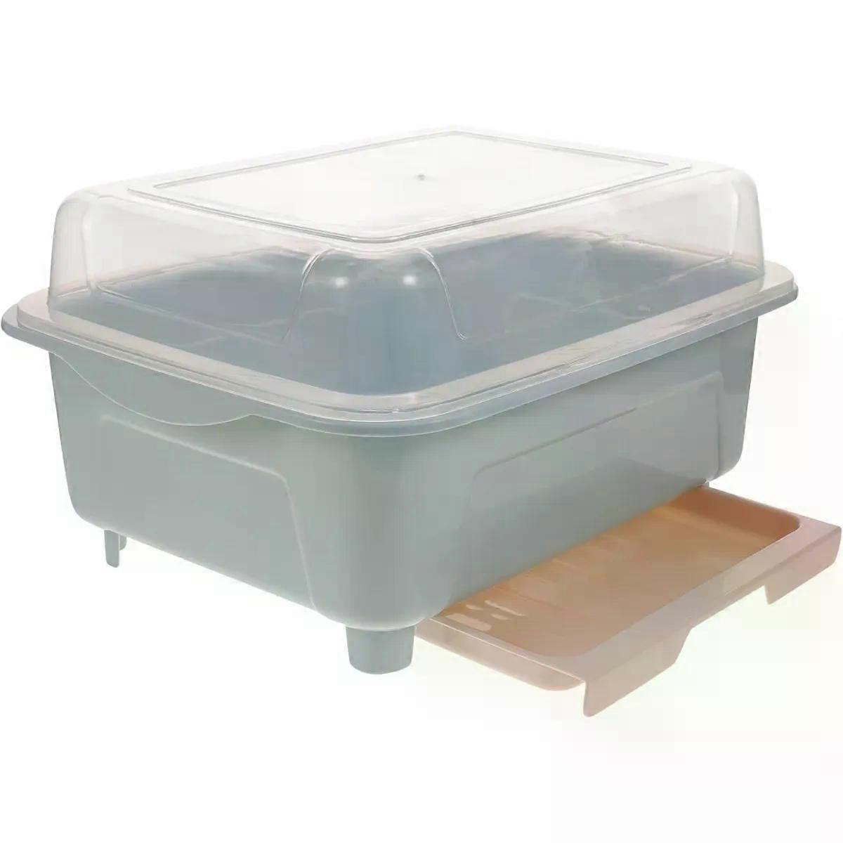 Pp Dish Drainer Box with Drip Tray, Blue Kitchen