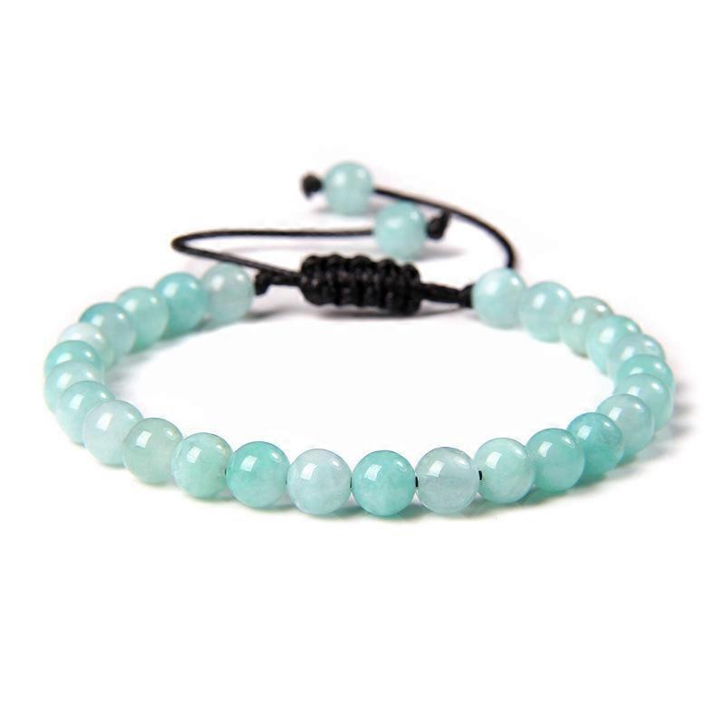 4pcs Dyed Amazonite Round Bead Adjustable Bracelets 6mm