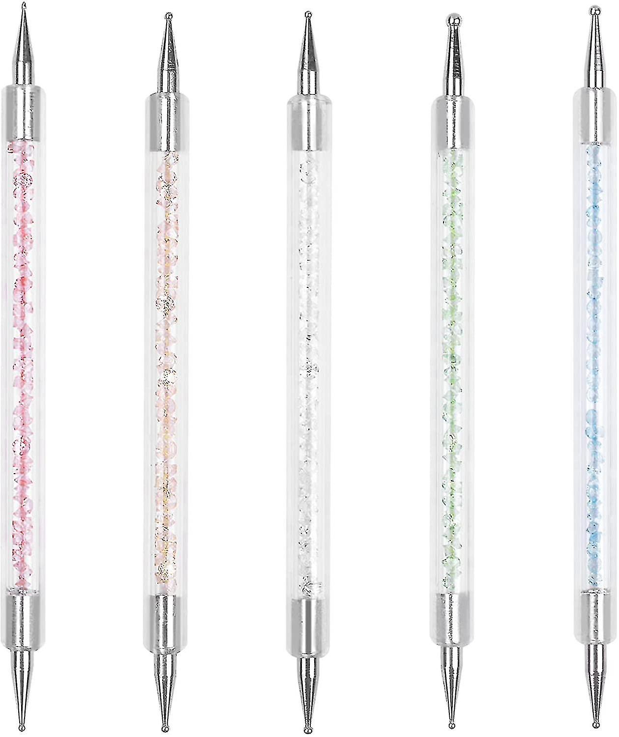 5pcsダブルエンドネイルペン、ネイルドットペン、ネイルアートデザインペン、ドットツールtw