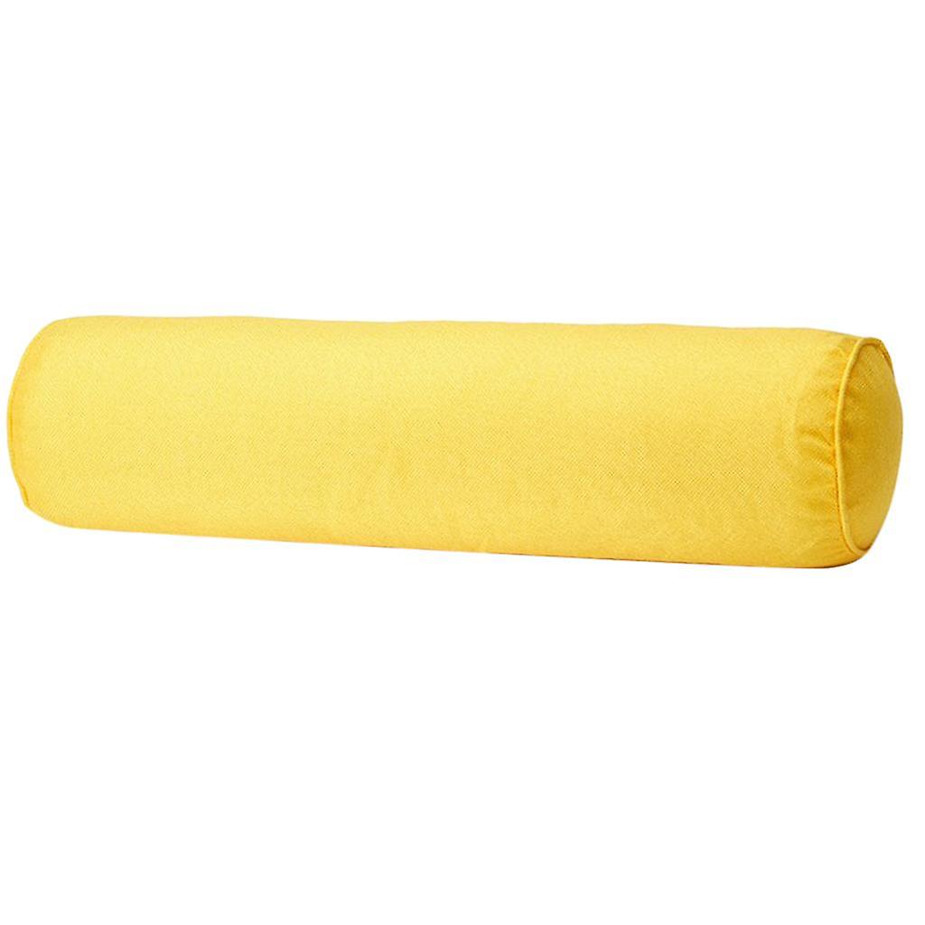 Solid Color Cotton Linen Cylindrical Lumbar Support Pillow Yellow