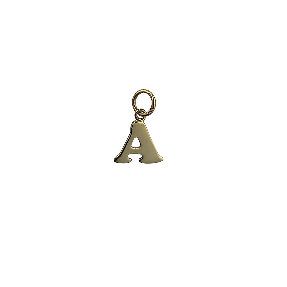 9ct Gold 11x12mm plain Initial A Pendant or Charm