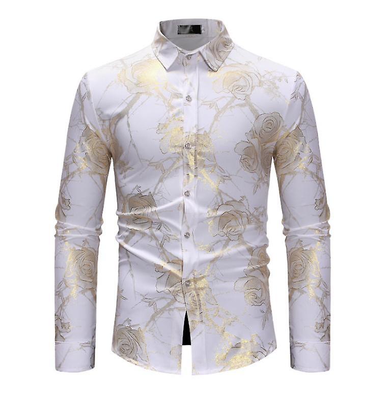 Men's 3D Rose Printed Long Sleeve Shirt