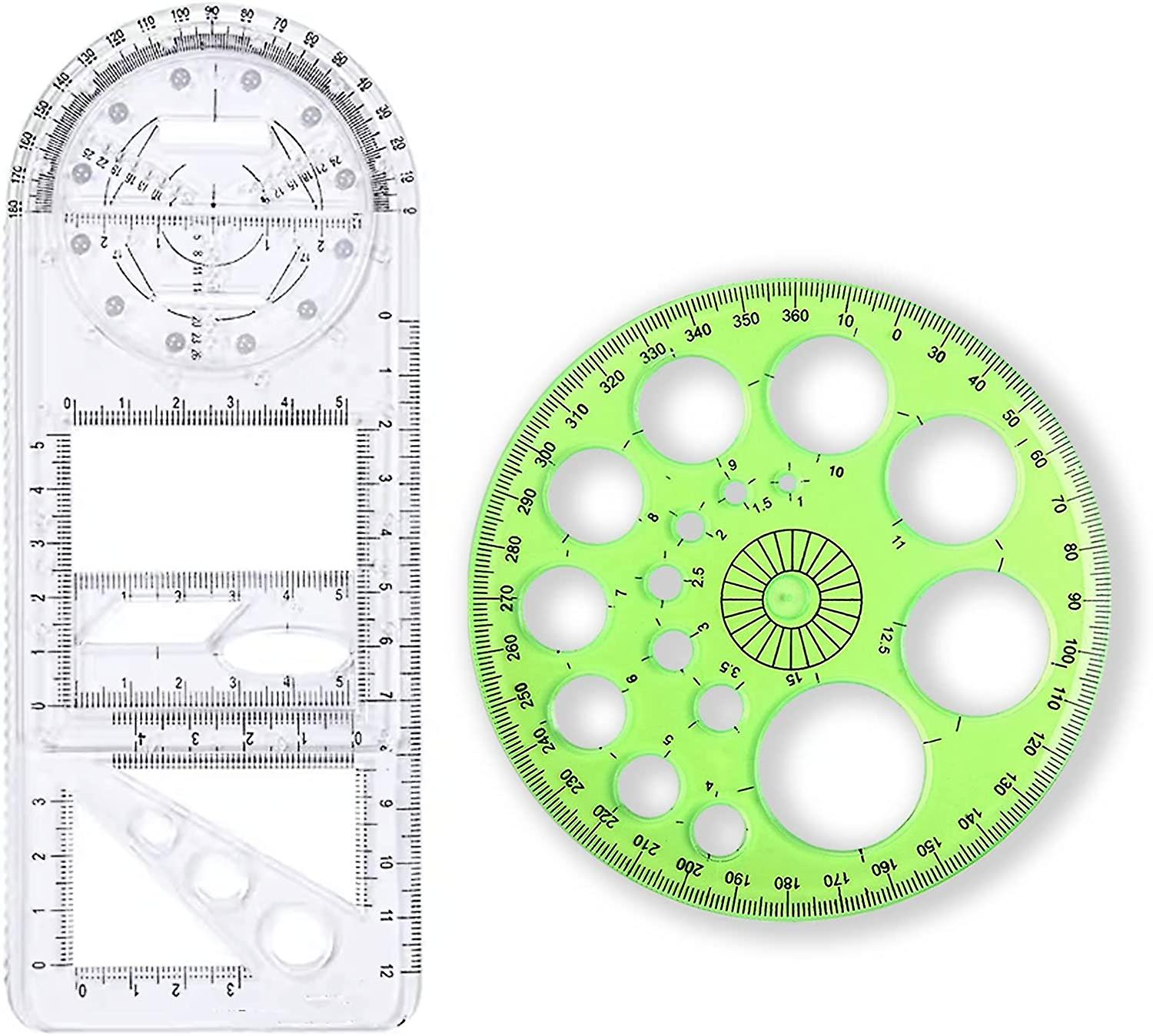 New Multifunctional Geometric Ruler, Rotatable Geometric Drawing Template Measuring Tool, Office Design Architectural Drawing Ruler, Student School Of