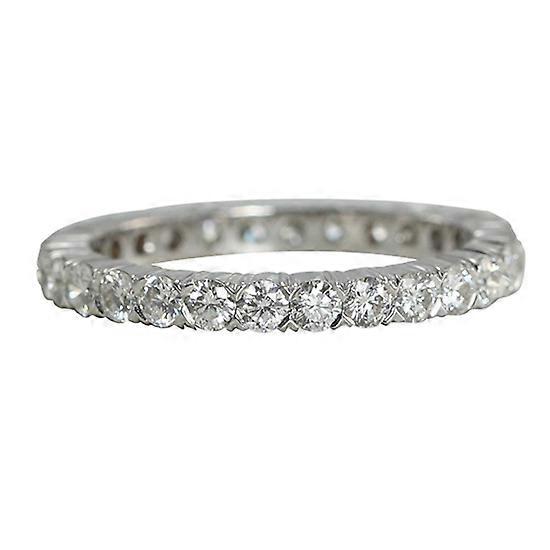 18k White Gold Round Cut Multi Stone Diamond Eternity Band (1.36 Ct, G Color, VS Clarity)