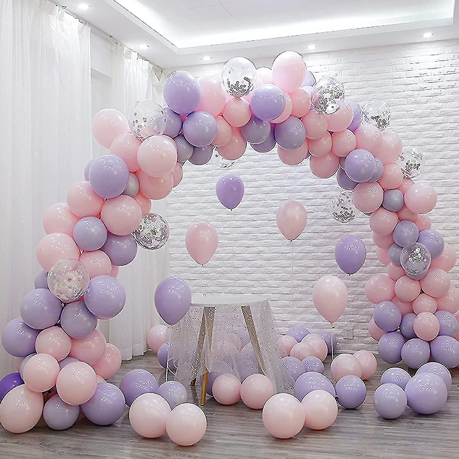 バルーンガーランドアーチキット174pcsバタフライ付きマカロンピンクバルーン16フィートバルーンキットベビーシャワー誕生日結婚披露宴と互換性があります(174pcs-purpl