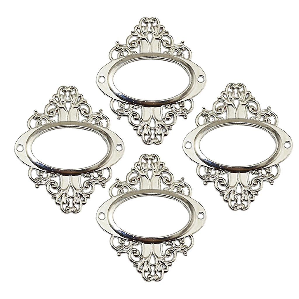 4PCS Vintage Drawer Label Tag Frame Label Holder Pull Handle Copper