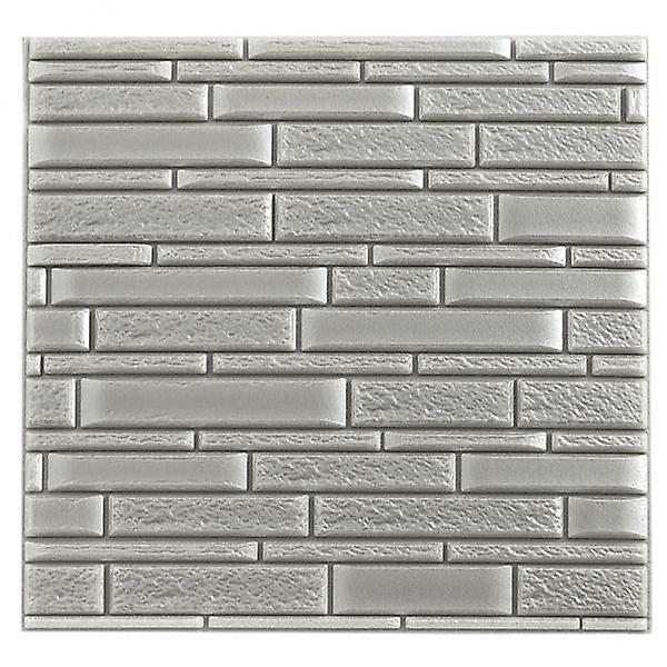 7xSelf-adhesive 3D Wall Stickers Bricks Style Wall Paper PE Foam Panel Silver