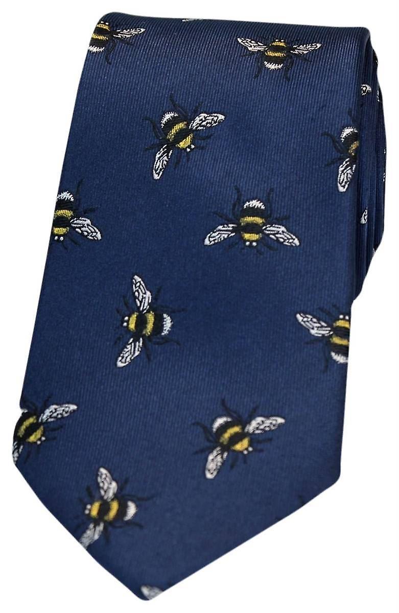 David Van Hagen Bumble Bee Luxury Silk Tie - Navy