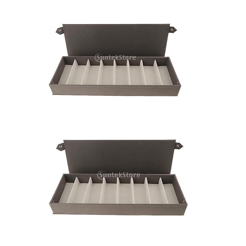 2 Pcs 8 Grids Suede Sunglasses Storage Glasses Display Box Case Holder Tray