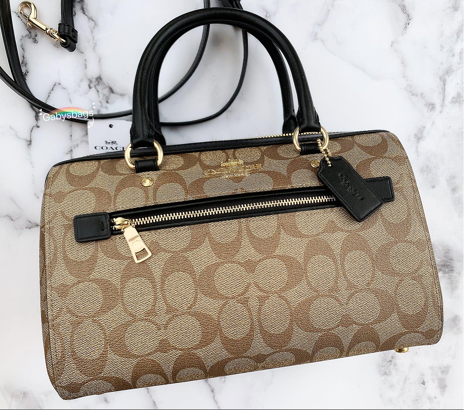 coach rowan file bag in signature canvas brown red