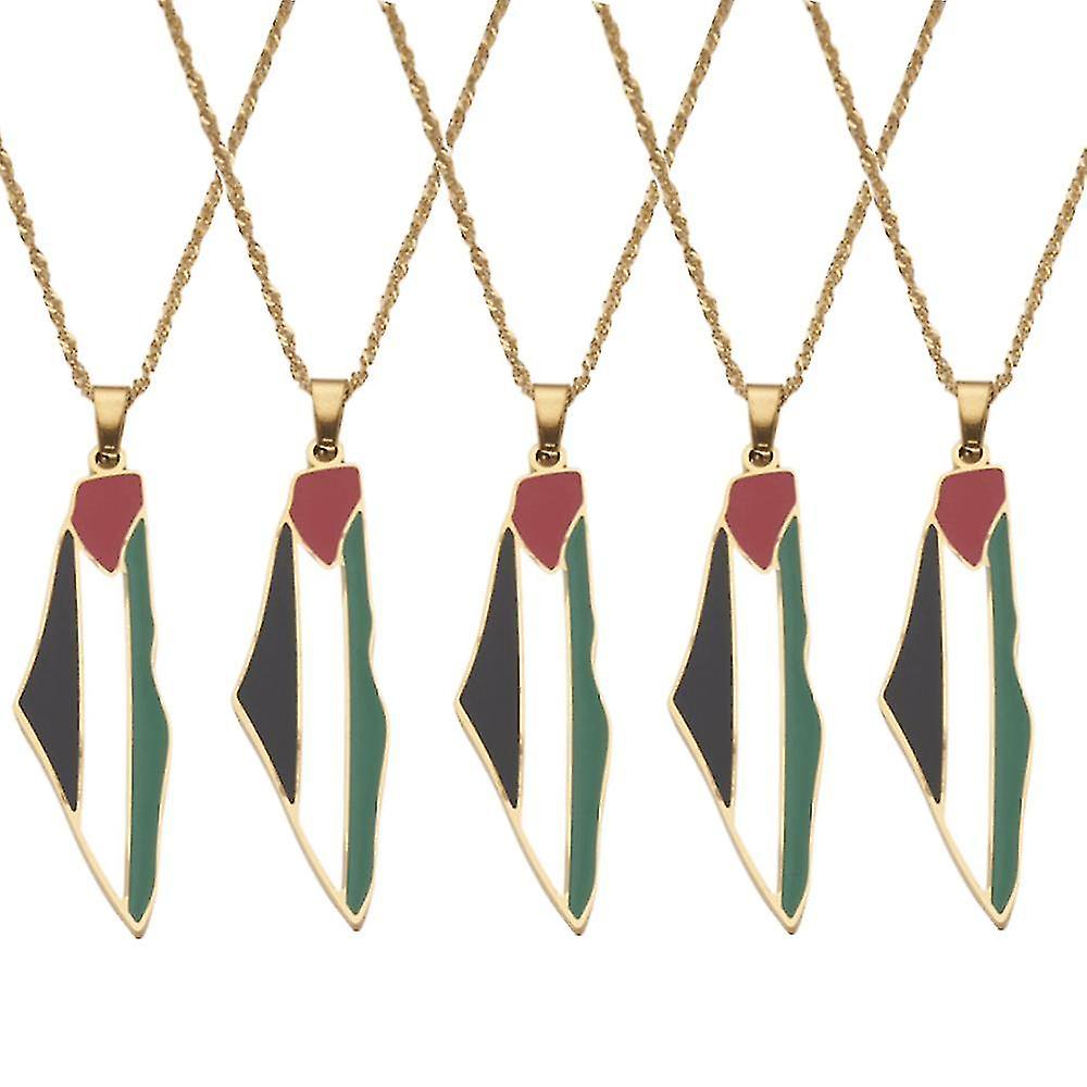1-10 stuks vergulde Palestijnse vlag kaart ketting hanger met 50cm ketting Palestijns