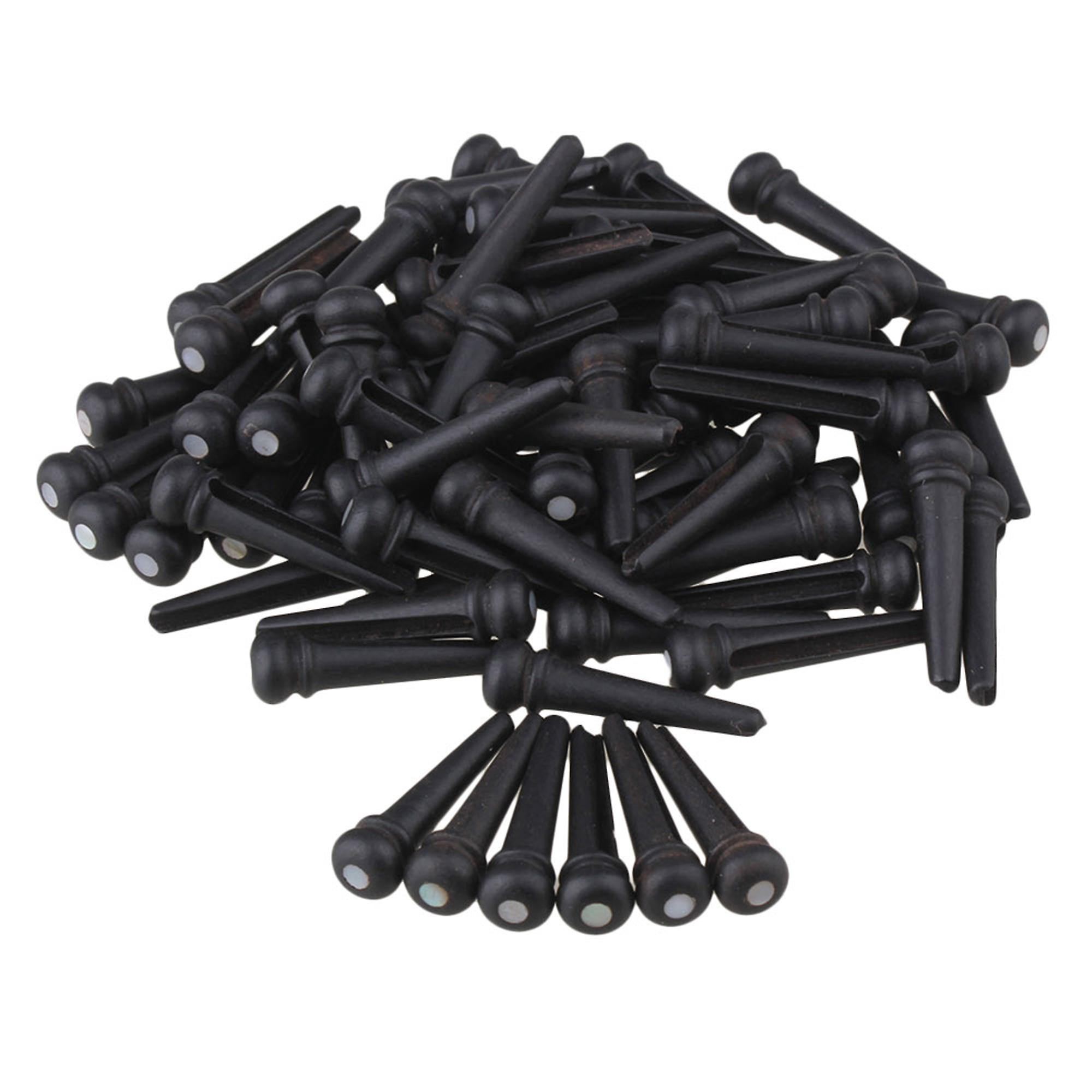 60pcs Black Ebony Bridge Pins Nut With White Shell Dot for Acoustic Guitar
