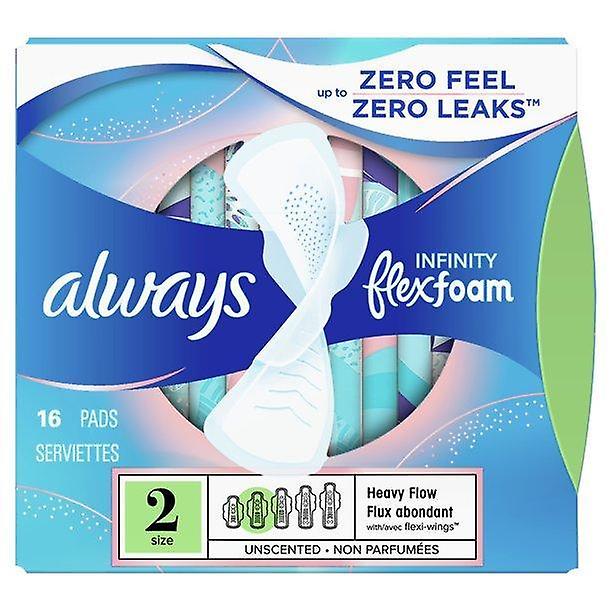 Always Infinity Flexfoam Pads For Women, Size 2, Super Absorbency, Unscented, 16 Ct