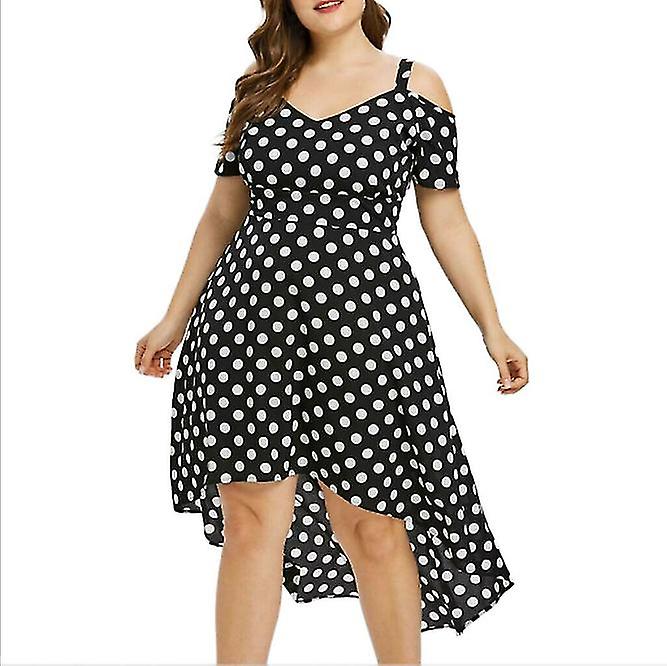 Plus Size Women's V-neck Spot Irregular Dress