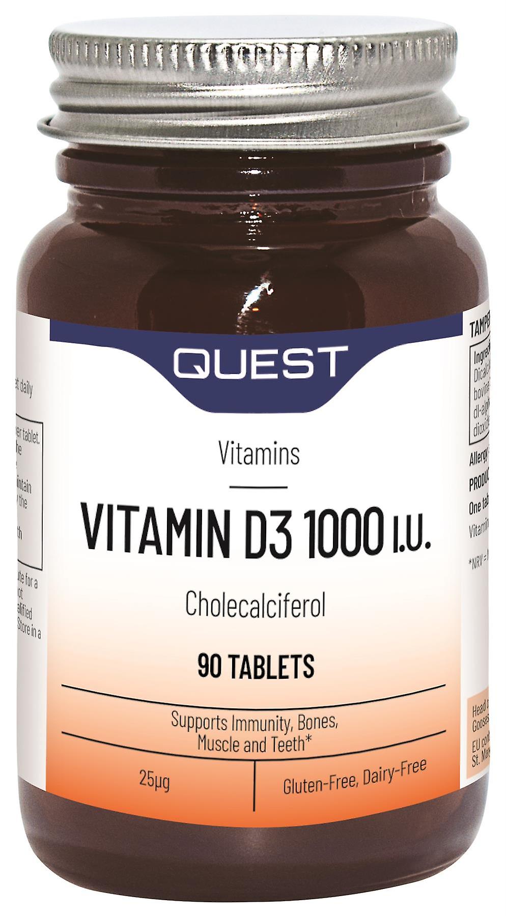 Quest Vitamin D3 1000iu - For Bone Support - 90 Tablets