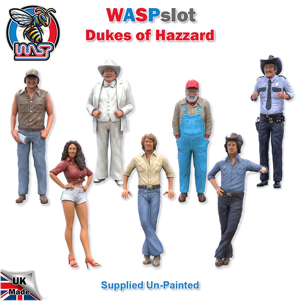 Dukes of Hazzard 7 Figures Trackside Figure Scenery Display Set 95 1:32 Wasp