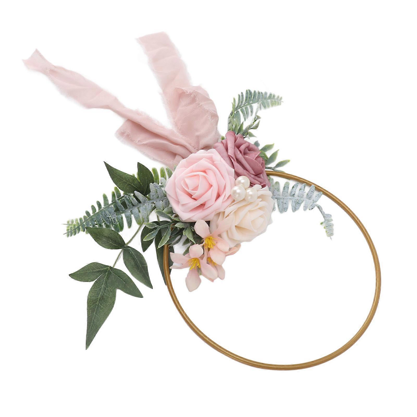 Artificial Succulents Wreath Iron Foam Greenery Wreath Portable Bridal Wreath for Wedding Celebration A 