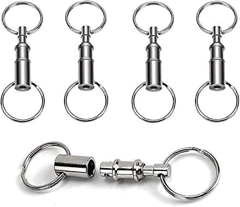 4 Pack Quick Release Detachable Pull Apart Keychain Silver