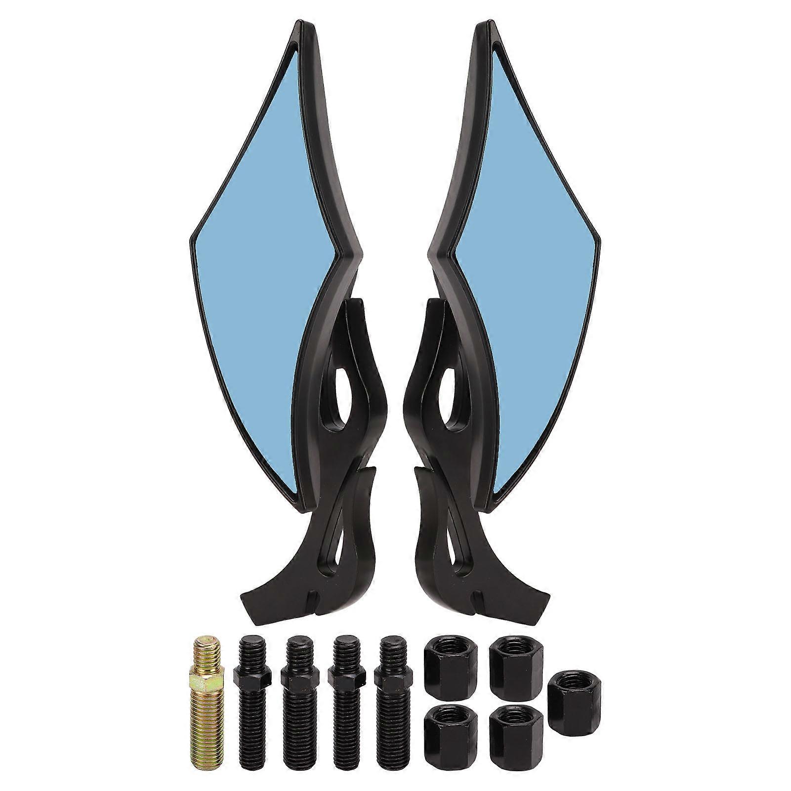1 Pair Twisted Flame Rearview Mirrors Clear Wide Angle With M8 M10 Bolt for Motorcycle Scooter ATV NO.06341