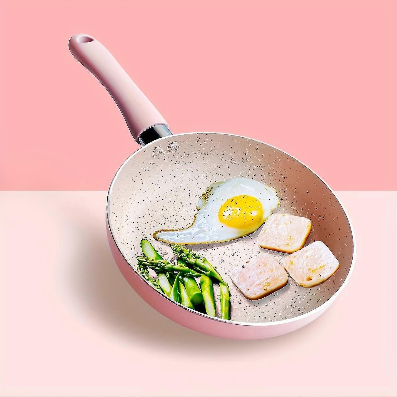 1pc 핑크 Maifan 돌 냄비, 6.5inch 붙지 않는 수프 냄비, 프라이팬 , 식품 보충제 팬, 평면 조리기구, 매일 요리를위한 주방 용품, COO