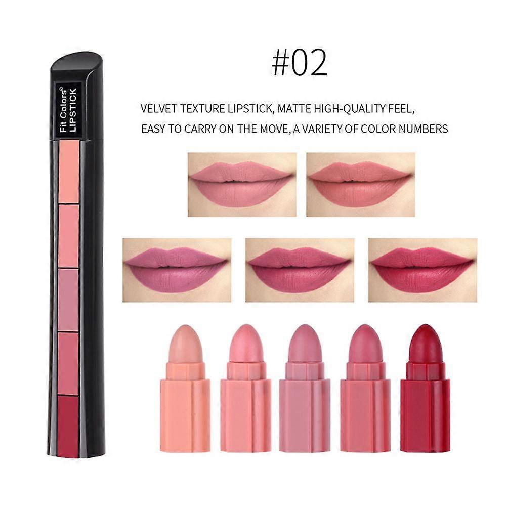 Matte Lipstick Waterproof Long Lasting Soft Butter Cream Texture 5 in 1 Nude Makeup Gifts