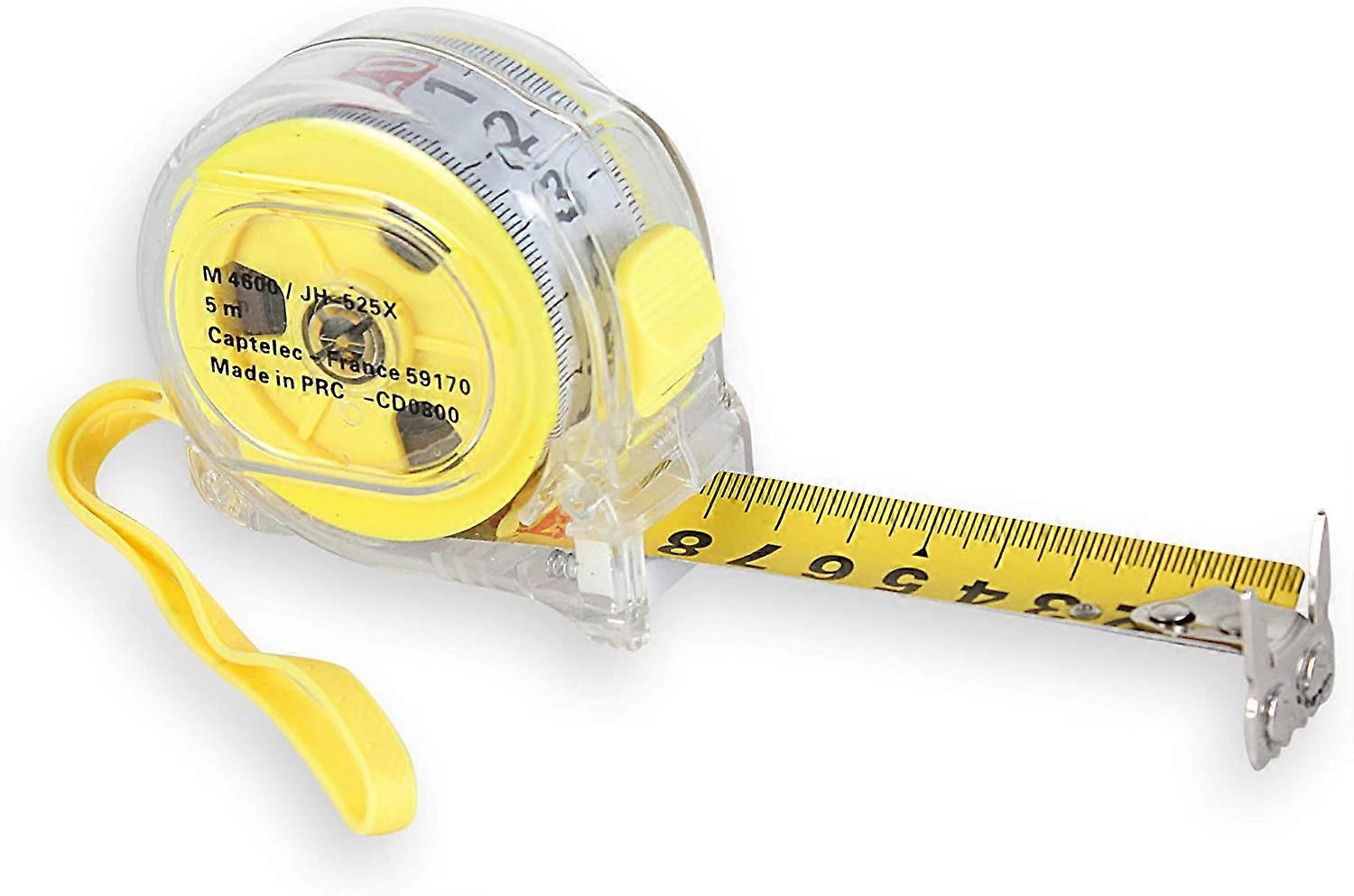 Steel Tape Measure 5M X 25Mm - Automatic Winding - Large Numbers And Double Reading Direction - Magnetic Hook - Blocking System - Belt Clip - Safety L
