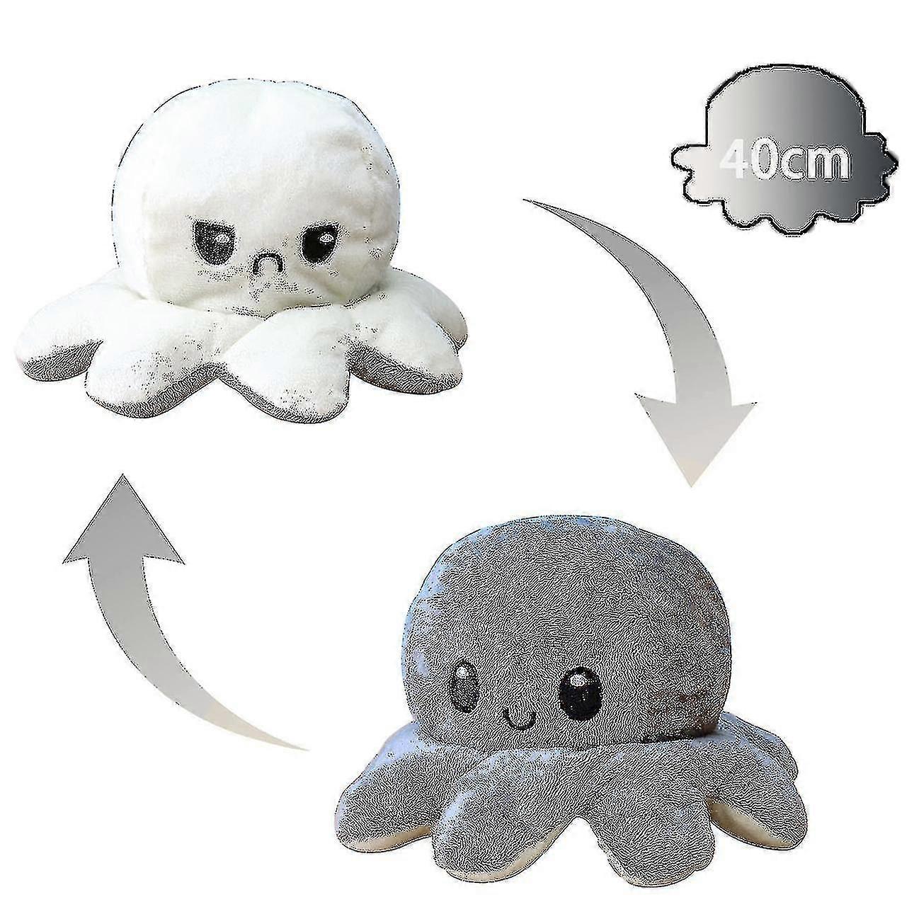 40cm Giant Reversible Octopus Stuffed Animal Reversible Happy Sad Octopus Plush Toy Show Your Mood Without Saying A Word! Purple And Blue-i