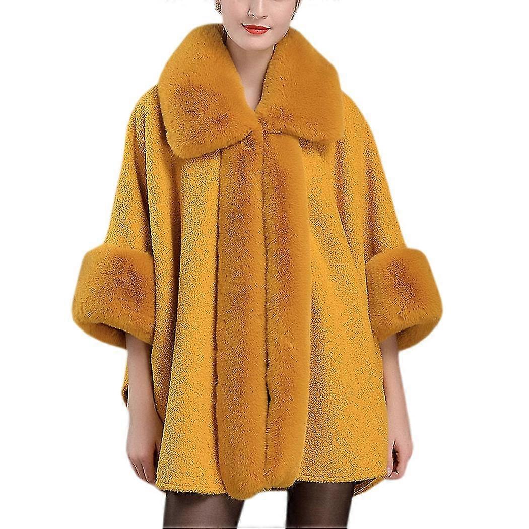 Women's Casual Jackets Winter Shawl Cloak Faux Fur Overcoat