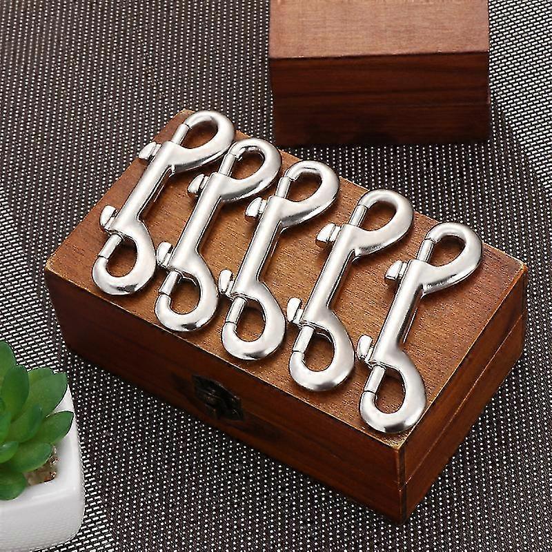 lioobo 5pcs zinc alloy double end bolt snap hook practical double ended snaps diving clips key ring silver